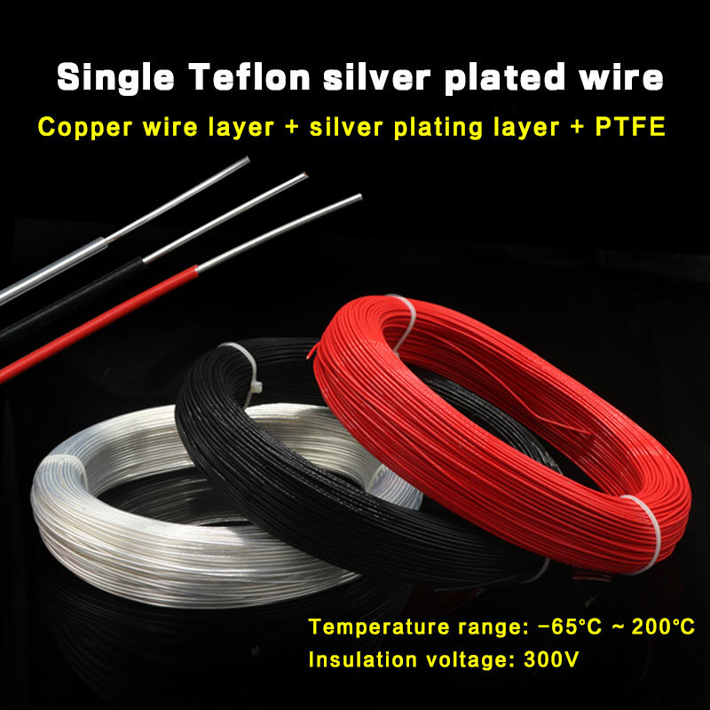 Singlecore singlestrand Teflon silverplated wire signal wire