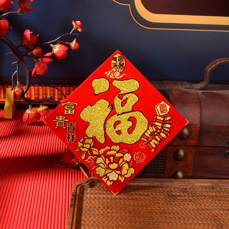 Chữ dán tết tem decal dán hình thoi trang trí ngày xuân