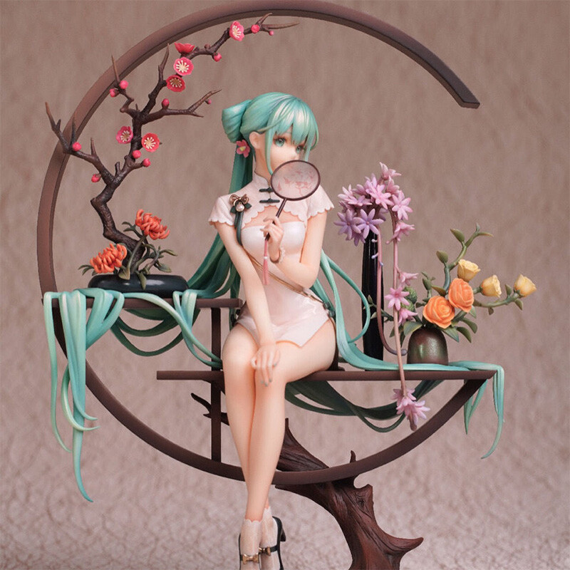 Toystoreshop Hatsune Miku Cartoon Character Figure Chinese Style Kawaii Shaohua Cheongsam Display Anime Figure Kawaii Boxed Pvc Material 25Cm
