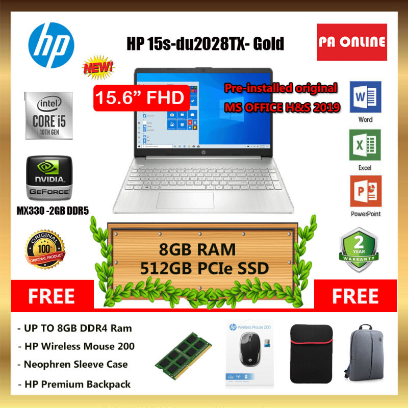 HP 15S-DU2027TX (20GB RAM)- Intel Core i5-1035G1 /8GB-20GB Ram /512GB SSD /15.6 FHD /2GB NVD MX330 /Win 10 /MS Office /2 Years Malaysia