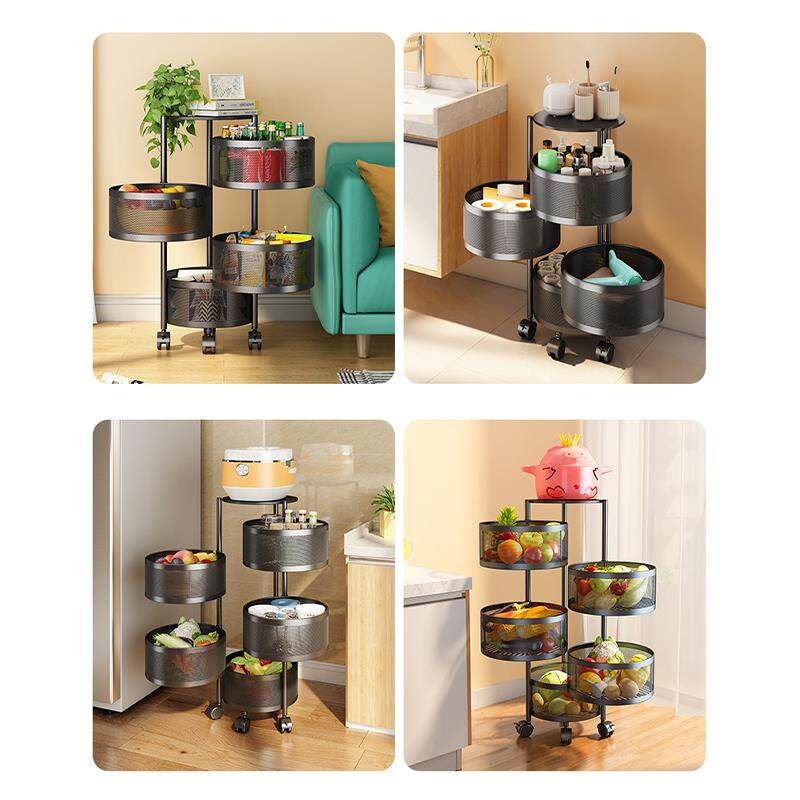 Amorus Kitchen Storage Rack Rotating Vegetable Fruit Basket Household