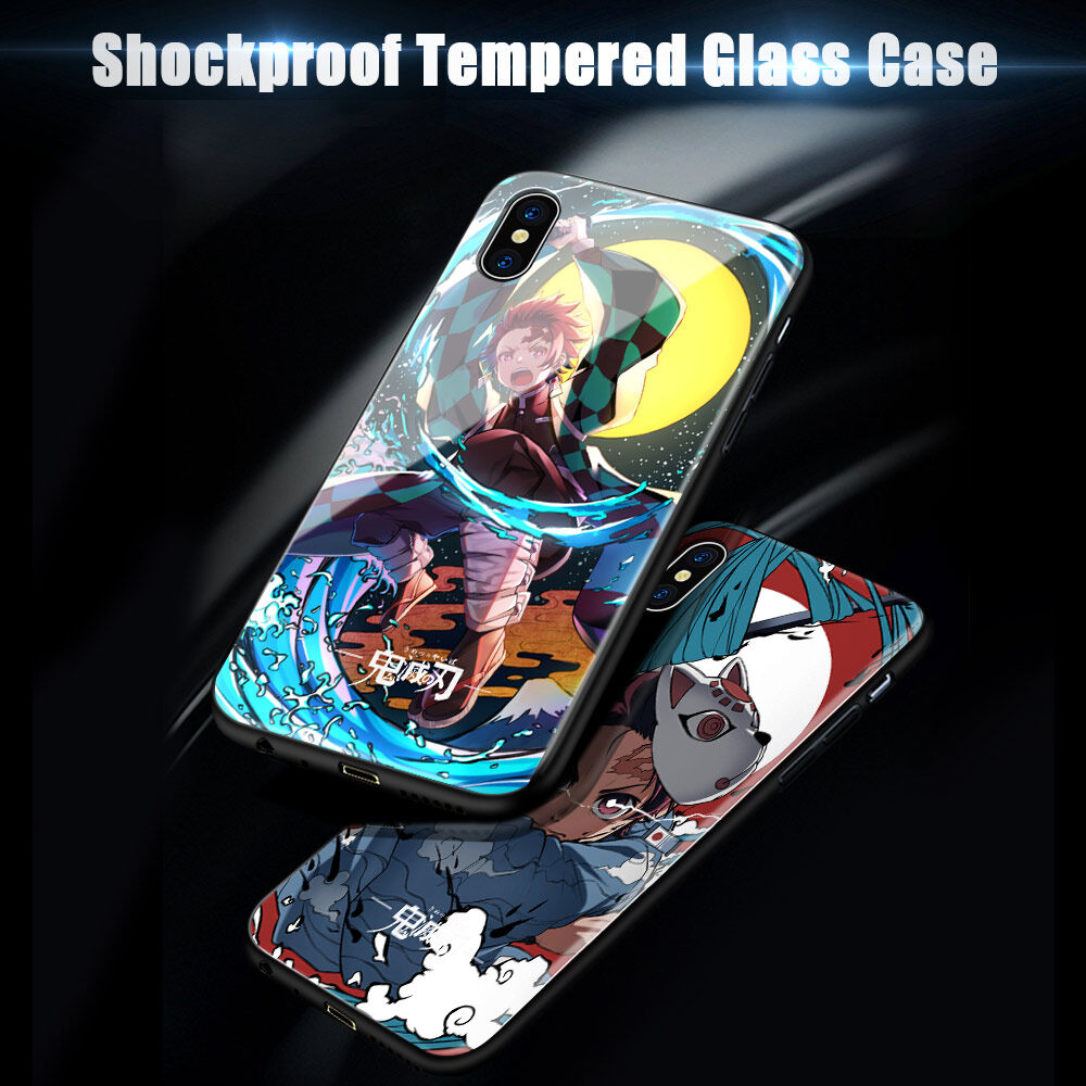 Hard Casing For Xiaomi Redmi Note 12 Pro 5G Note 12 Pro+ 5G Note 12 4G Redmi A2 Shockproof Anime For Girls Women Demon Slayer Phone Case Kimetsu no Yaiba Tanjirou Nezuko Glossy Tempered Glass Casing Cover
