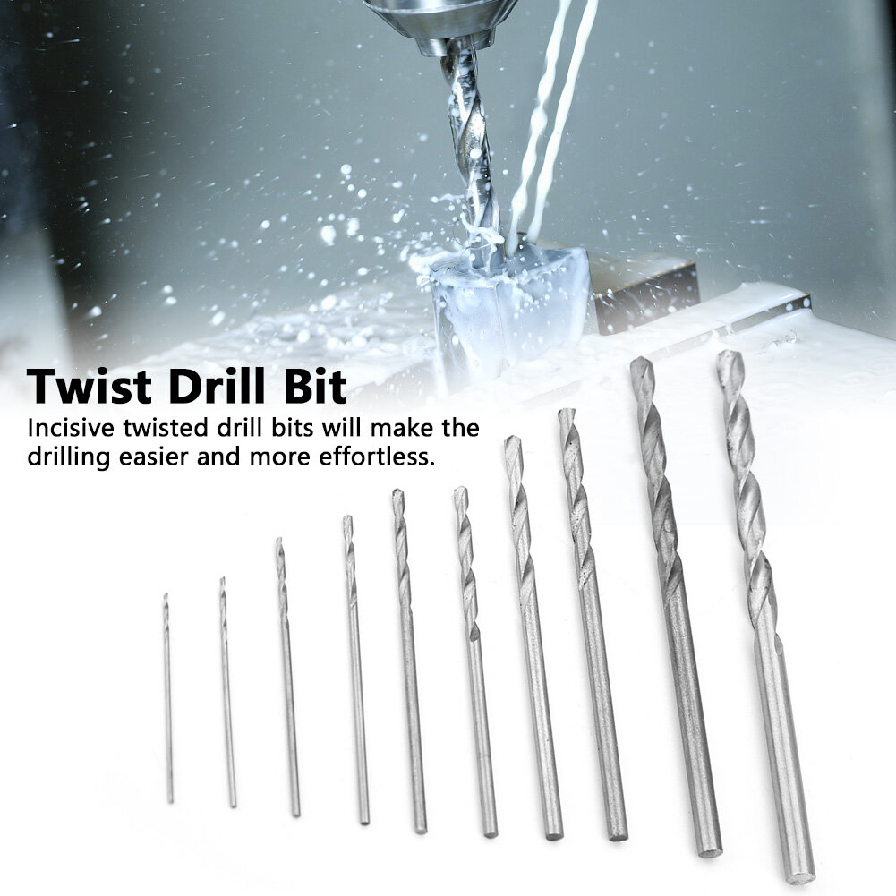 Twist drill bits 10pcs durable high speed steel straight shank 0.5/0.6/0.8/1.0/1.2/1.5/1.8/2/2.5/3mm twist drill bits long drilling tools