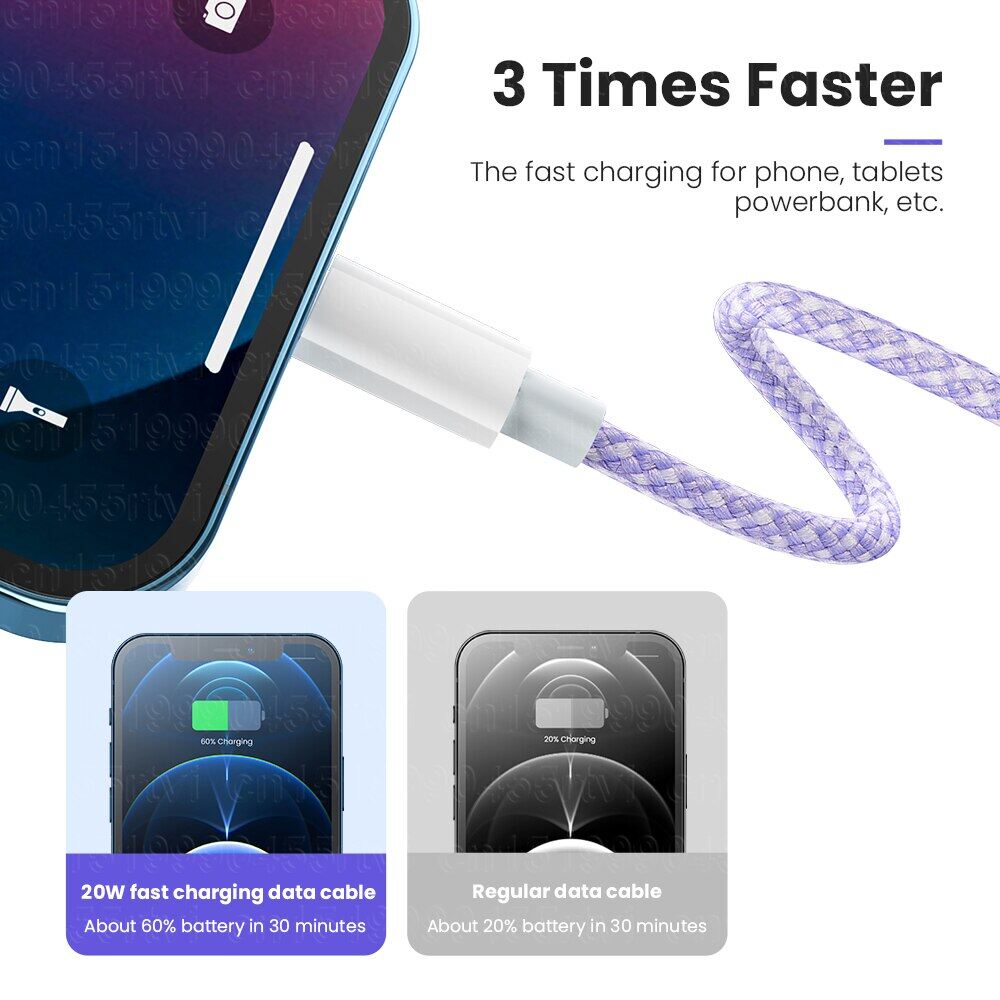 20W PD USB C Lightning Type-C Charging Cable Fast Charging Cable Data USB Type C Cable for IPhone 13 Pro Max Huawei Mobile Phone