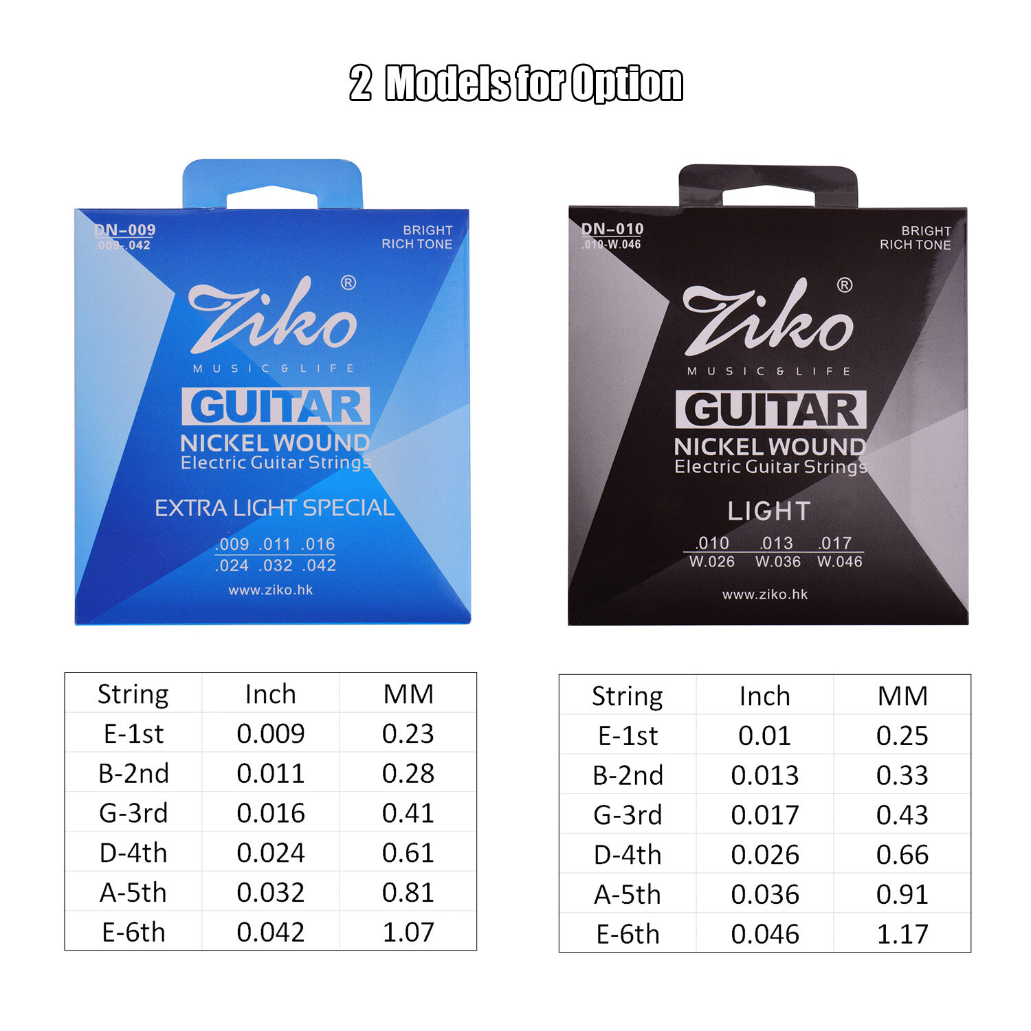 ZIKO DN010 Normal Light Guitar Strings for Electric Guitars Hexagonal