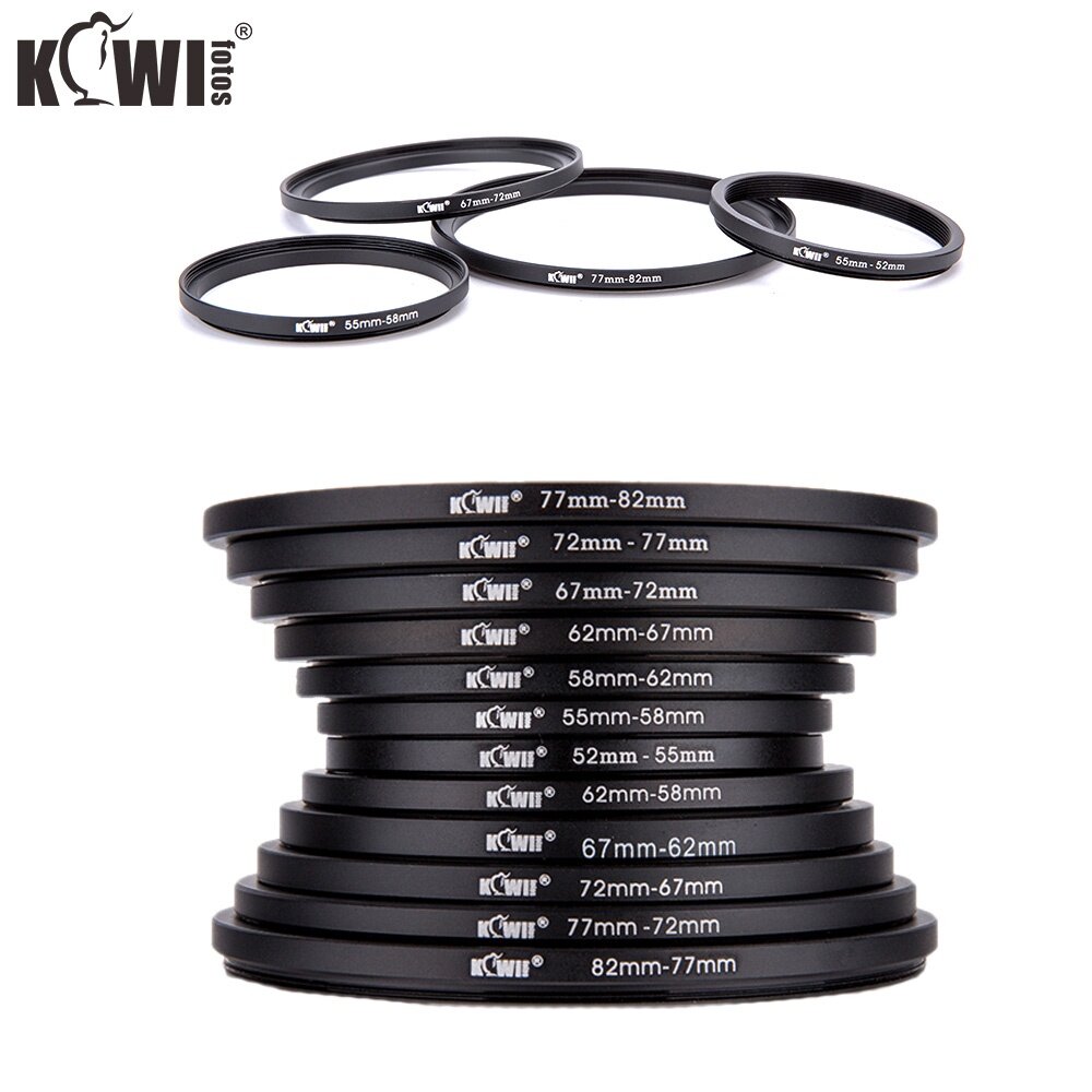 Kiwifotos Camera Lens Filter Adapter, Filter Step Up Ring for Thread Size  from Small to Large, Universal Lens Filter Step-up Adapter from 37mm to  39mm to 40.5mm to 43mm to 46mm to