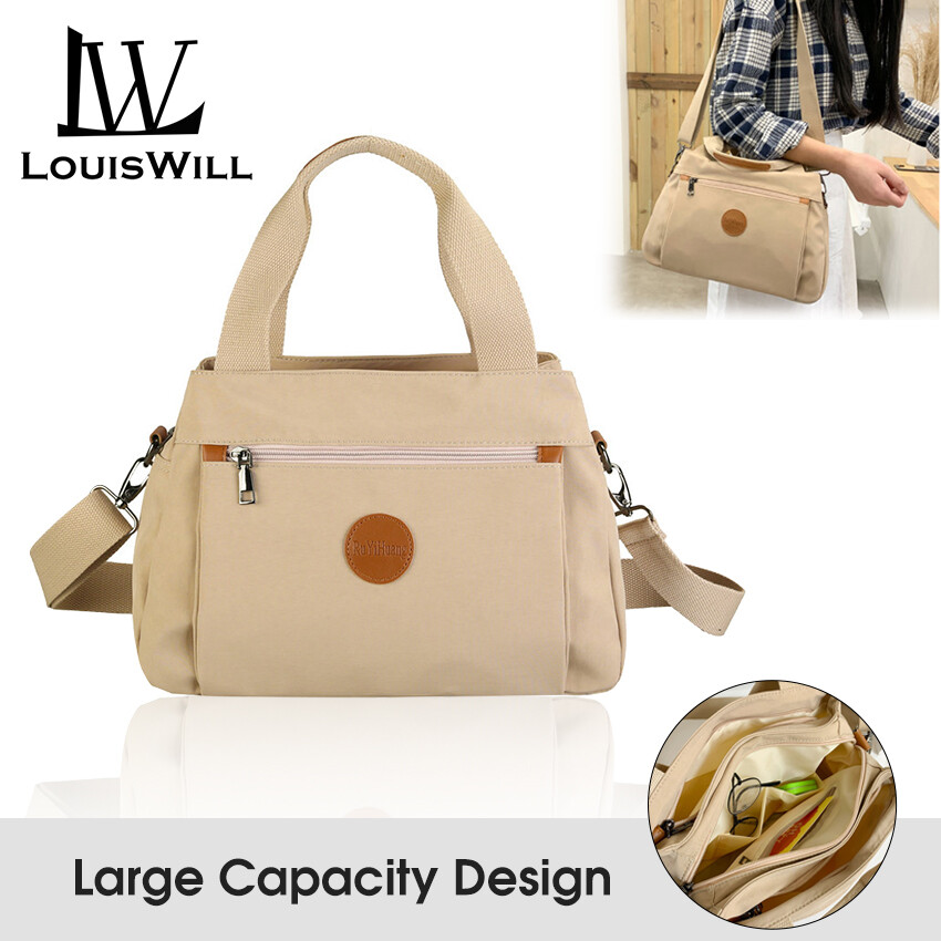 LouisWill handbag for women Tote Bag Women Crossbody Bag Canvas Bag Multi-compartment Bag Hand Bag Large-capacity Messenger Bag Casual Shoulder Bag Fashion Sling Bag with Adjustable Shoulder Strap sling bag for women beg tangan wanita