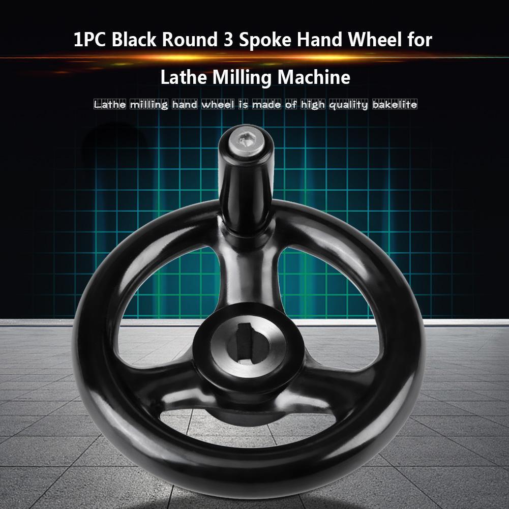 1PC 12*100mm Black Round 3 Spoke Hand Wheel for Lathe Milling Machine