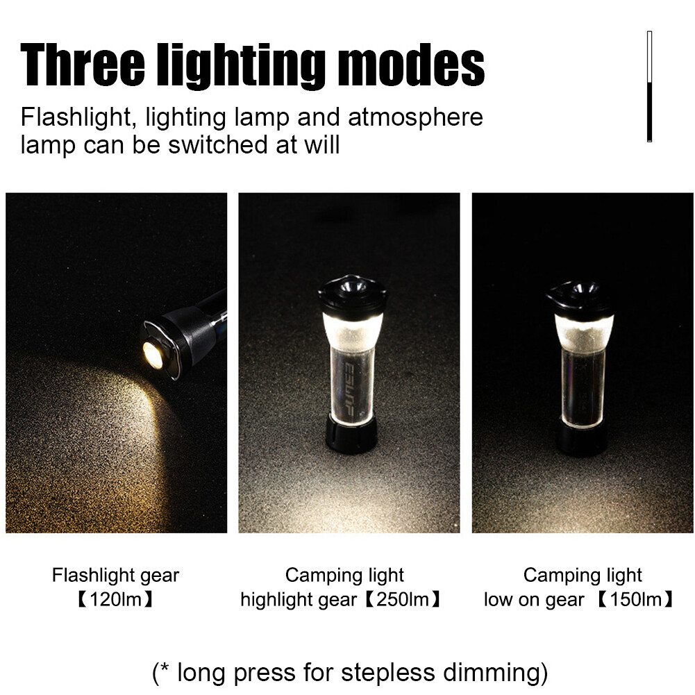 Led Camping Atmosphere Lamp with Carabiner Lighthouse Night Lantern Adjustable Lighthouse Flashlights USB Charging Outdoor Equipment