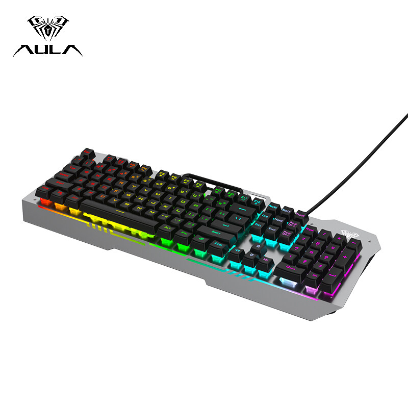AULA F3010 Mechanical Gaming Keyboard USB Wired Color Backlight Floating Keycap Keyboard 26 keys Professional Gaming Office Keyboard Supports Win XP/Win7/Win8/Win10 Singapore