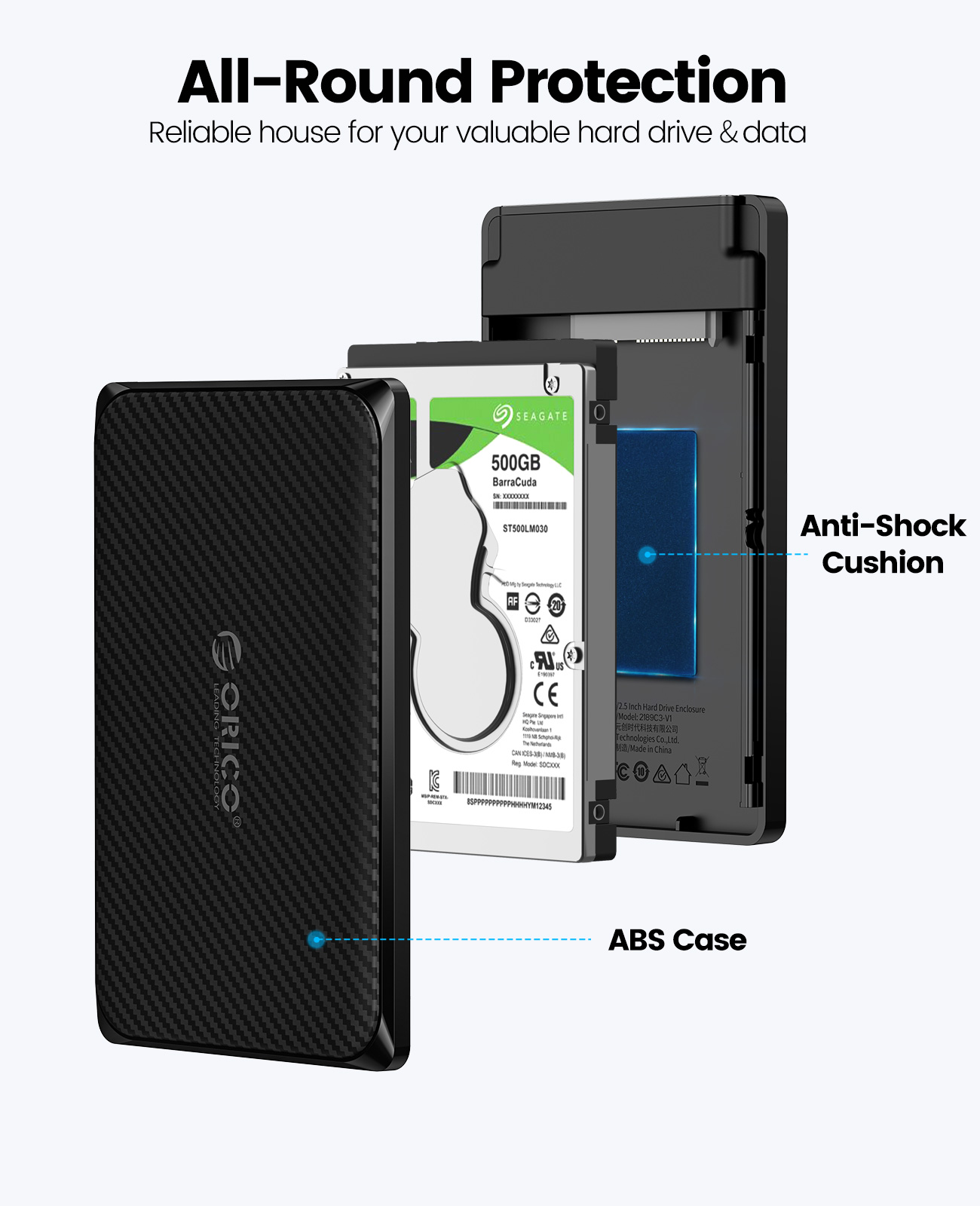 ORICO Hộp Đựng Ổ Cứng SATA 2.5 Inch Sang USB 3.0/Type-C Hộp Đựng Ổ Cứng Gắn Ngoài USB3.0 MicroB Hộp Đựng SSD UASP Tốc Độ Cao Cho WD Seagate (2189U3-V1)