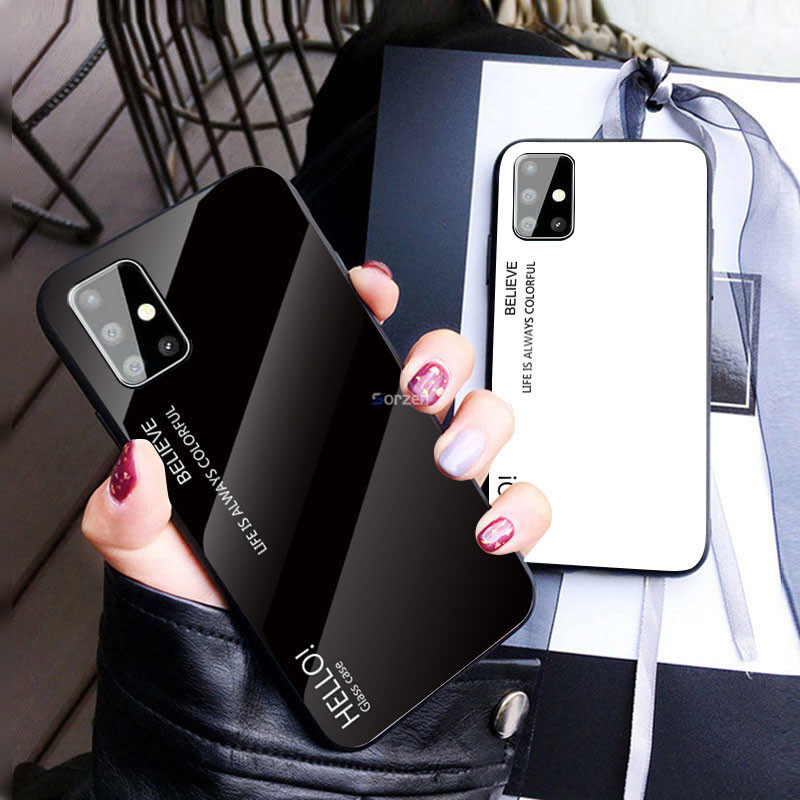 For Samsung Galaxy M51 Shockproof Gradient Tempered Glass Casing Protective Back Case Cover