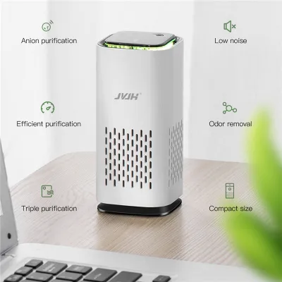 JVJH Air Purifier with 7-Color Light Negative Ion Mini Desk Air Freshener Ionizer Odor Eliminator for Home & Car to Remove Smoke Odor/ Air Dust / Cooking Odors / Pet Dander / Smog / PM 2.5 / Anti Allergies