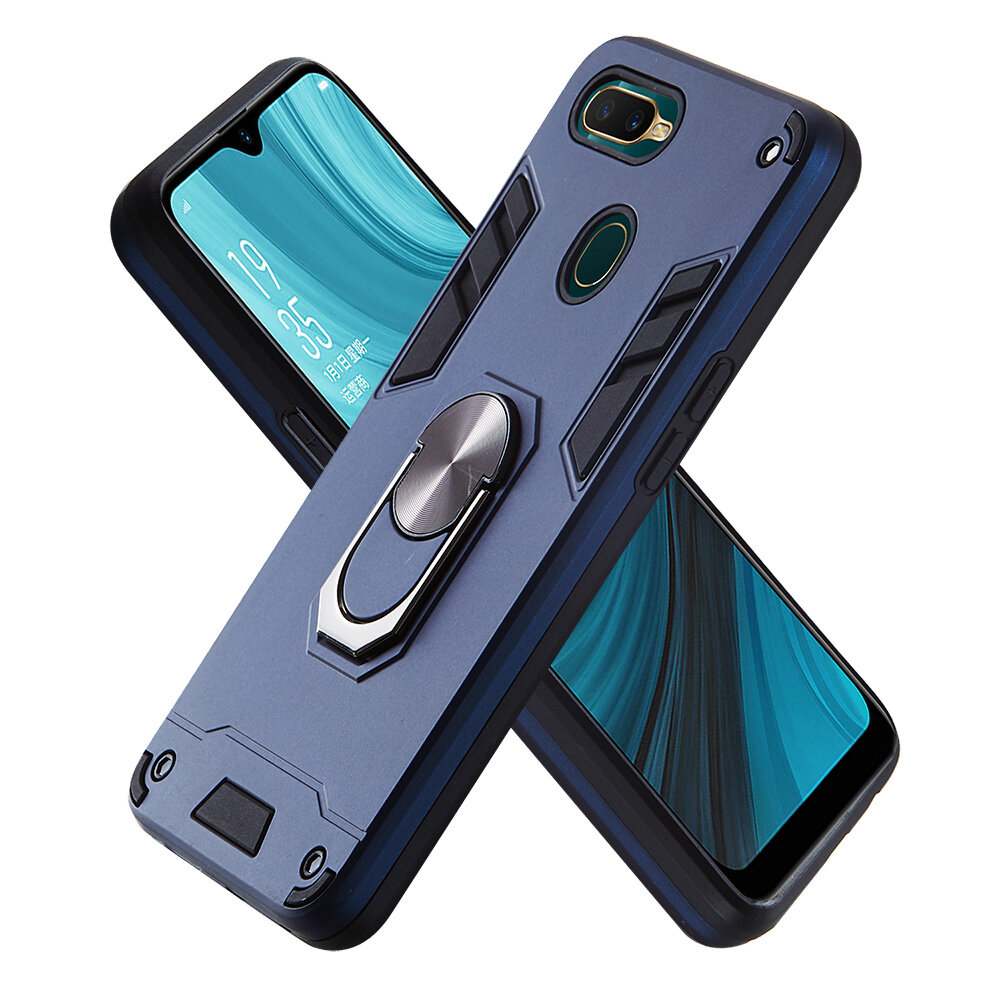 Phone Case For OPPO A12 / OPPO A5s / OPPO A7, Armor Ring Iron Armor Man Magnetic Anti-Fall Soft car holder Shockproof protection Back Cases