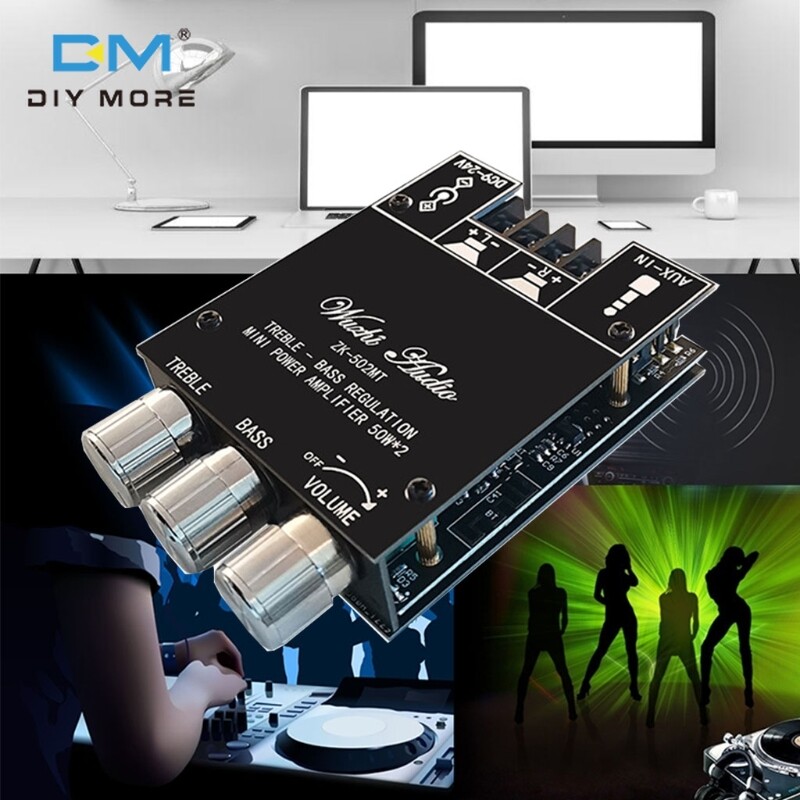 [100% original] diymore ZK-502MT TPA3116D2 Digital Power Amplifier Board Dual Channel 50Wx2 DC12-24V High-Power Assembled Home Speaker Module