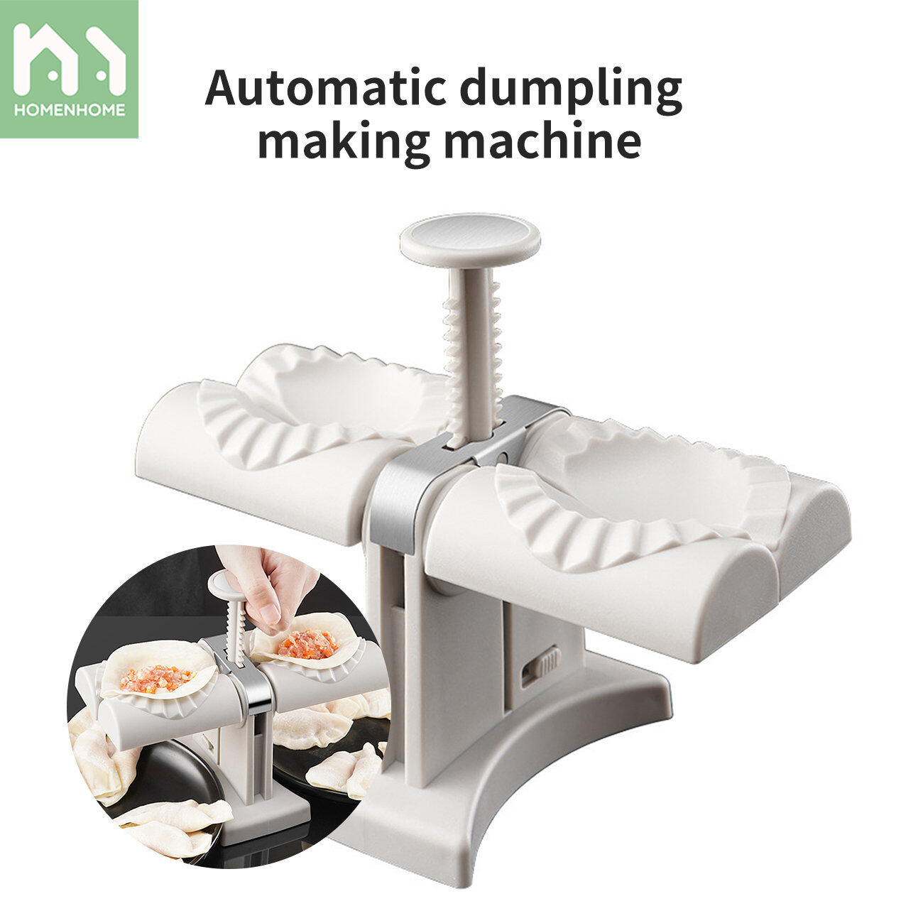 Homenhome Khuôn Nhà Bếp Gia Dụng Dụng Cụ Làm Bánh Bao Tự Động Hai Mặt Di Động