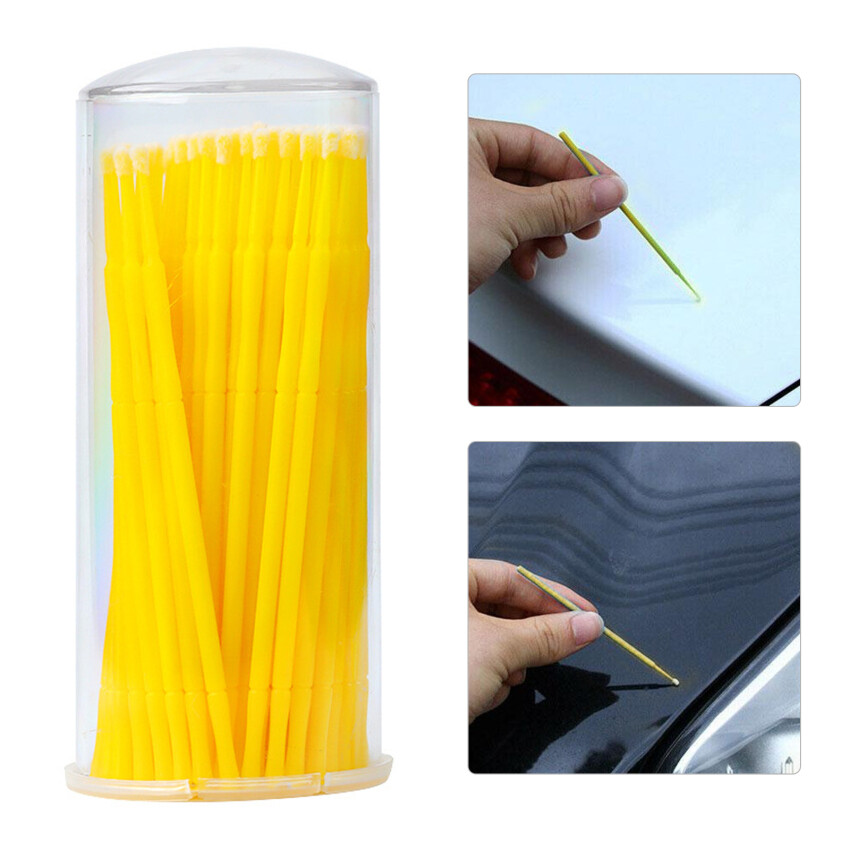100ชิ้น Touch Up Paint Micro Brush ขนาดใหญ่2.5MMTips-พลาสติกสีเหลือง ...