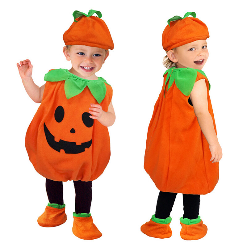 halloween costume kids Orange Pumpkin Plush Costume Kids Baby Unisex ...