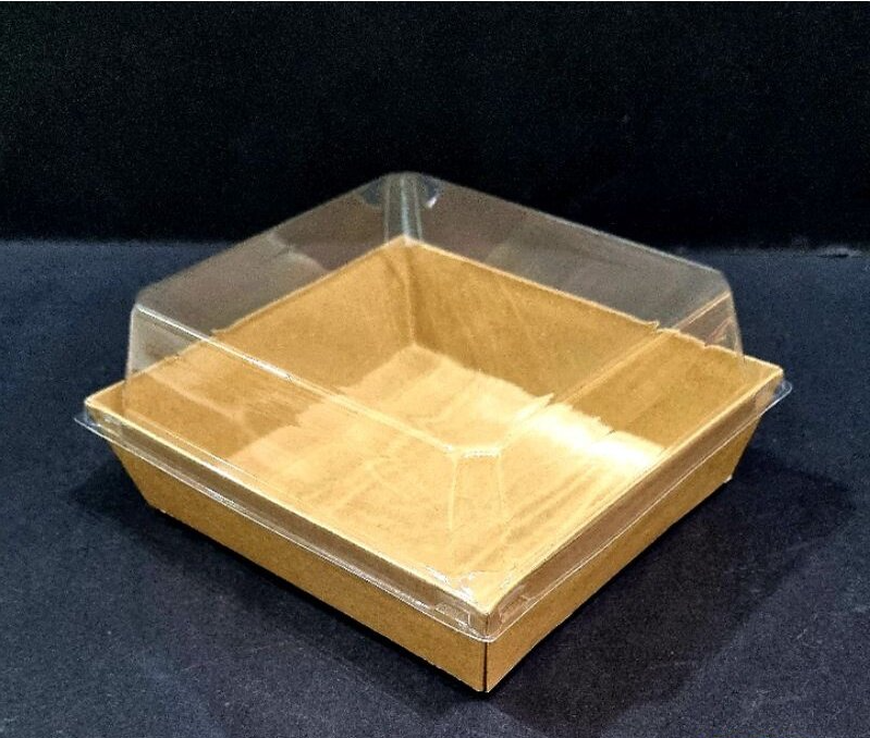 Kraft/White Paper Square and Rectangular Cake Box with Transparent Lid