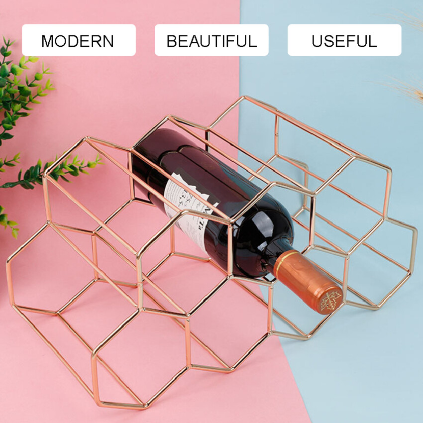 Modern Metal Honeycomb Wine Rack Wine Bottle Storage Beehive Tabletop Wine Rack
