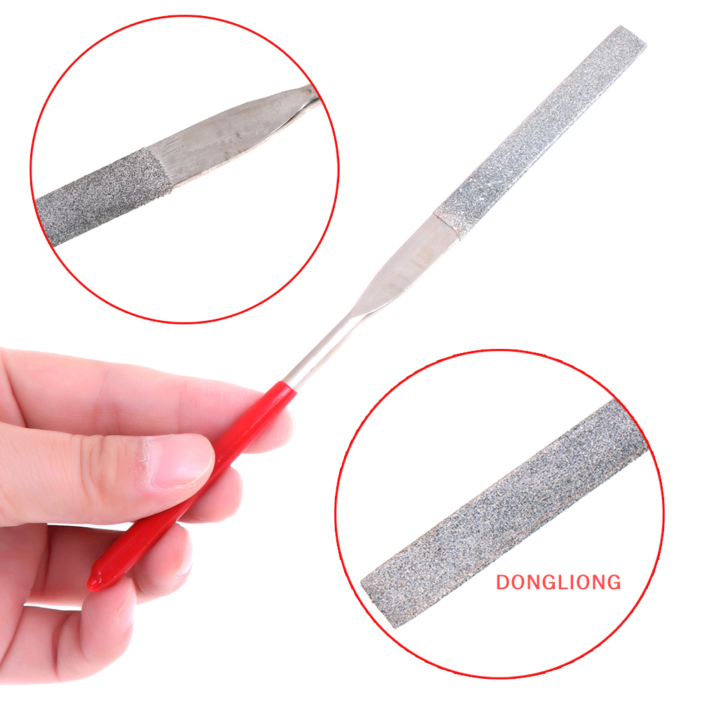 Dongliong 1 pcs 180mm long art craft flat diamond file grinding tool red silver tone