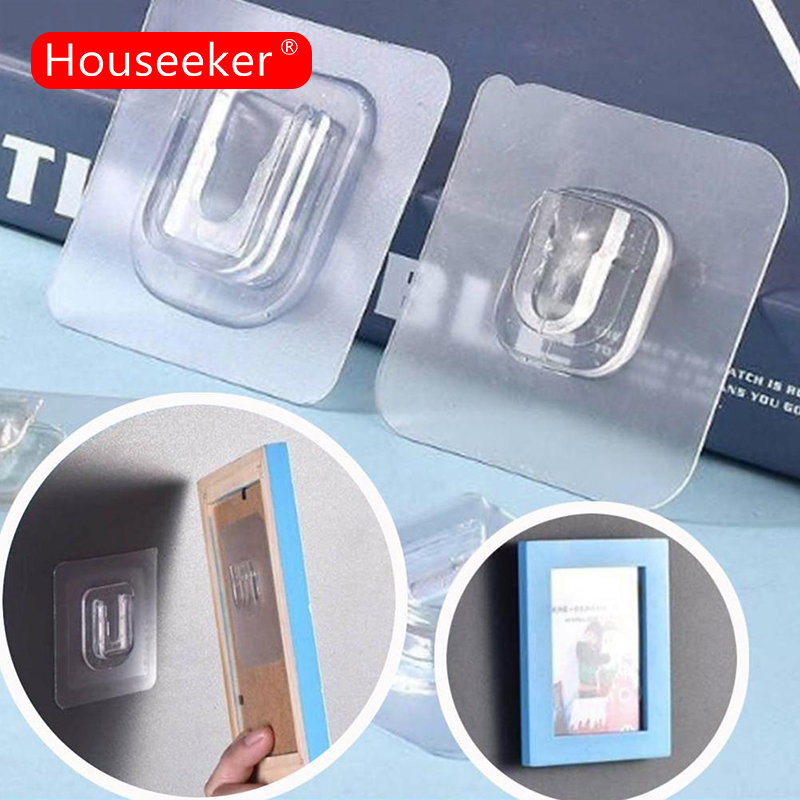 Houseeker móc treo tường hai mặt giá để cốc hút trong suốt mạnh mẽ, cho nhà bếp