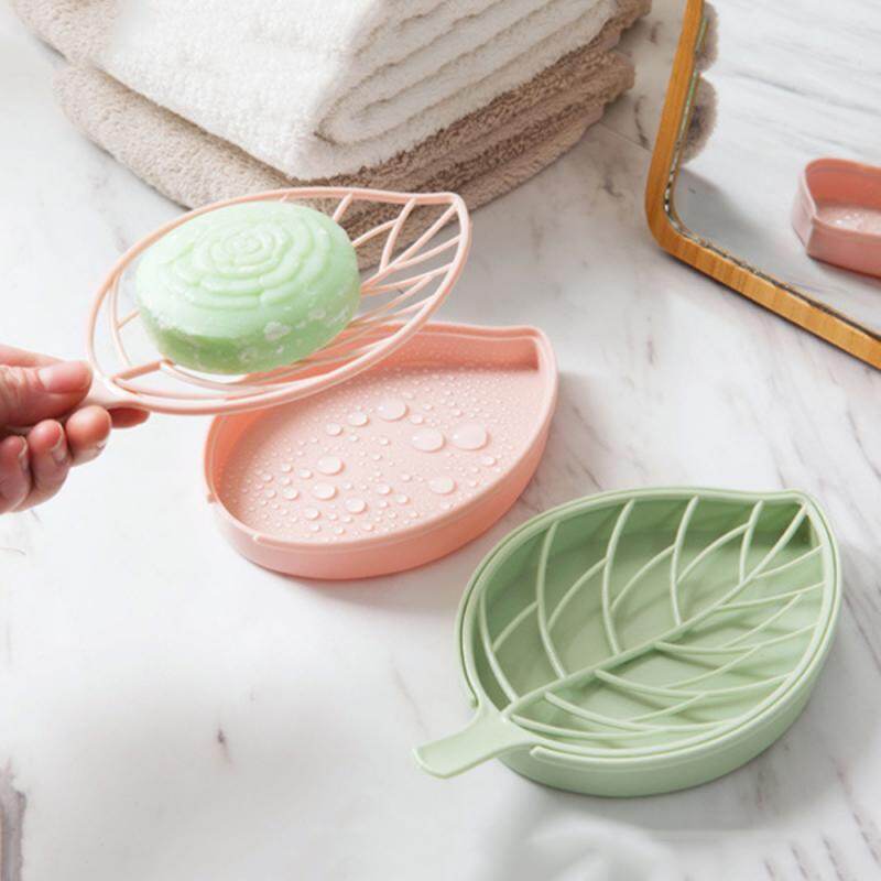 【lightingeverthing】Leaf Shape Soap Holder Non Slip Soap Box Toilet Shower Tray Draining Rack Bathroom Gadgets Soap Dish Soap Tray Holder