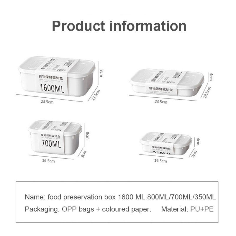 Simple Food Storage Container Plastic Kitchen Refrigerator Box Fresh-keeping Storage Box Kitchen Organizer Gadget 350/700/800/1600ML