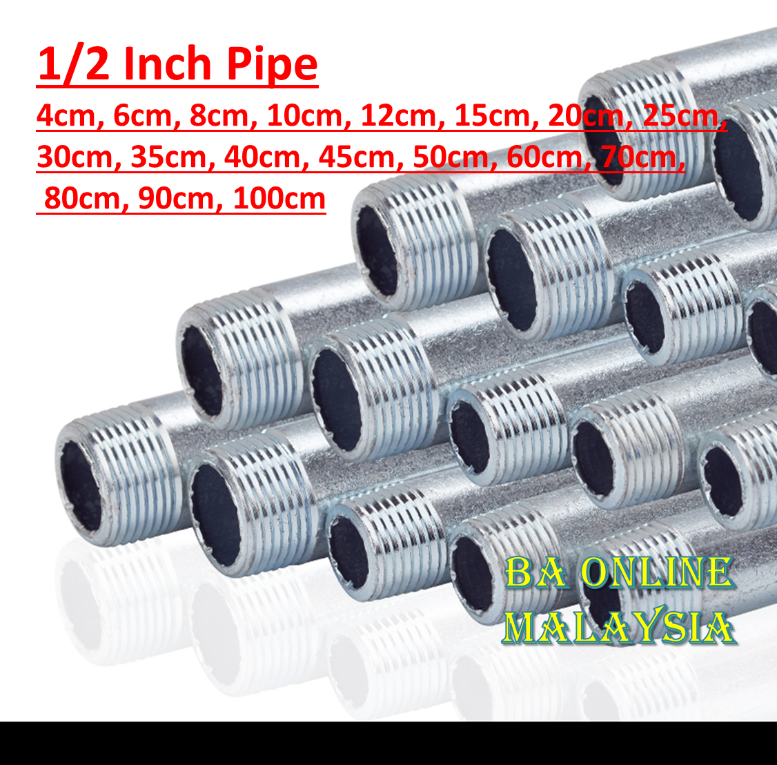 1 2 Inch 3 4 Inch 15mm 20mm Galvanized Iron Pipe GI Pipe Besi Lazada
