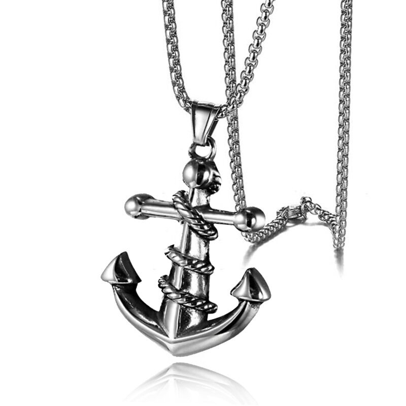 FASHION NINE Anchor Pendant Stainless Steel Jewelry Punk Anchor Necklace