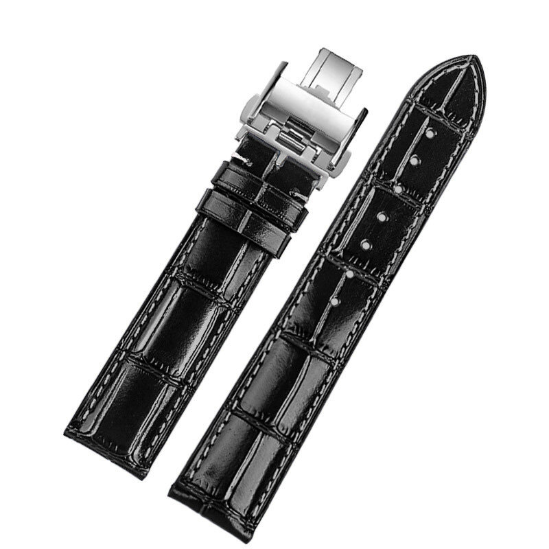 19mm 20mm 21mm 22mm Cowhide Leather Watch Band For Long ines Moon Phase Blue Crocodile Pattern Bracelet Belt Conquest Classic Leather Watchstrap Watch Accessories