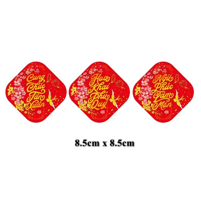 SET 6 Tem decal dán tết nhiều mẫu 8.5x8.5cm