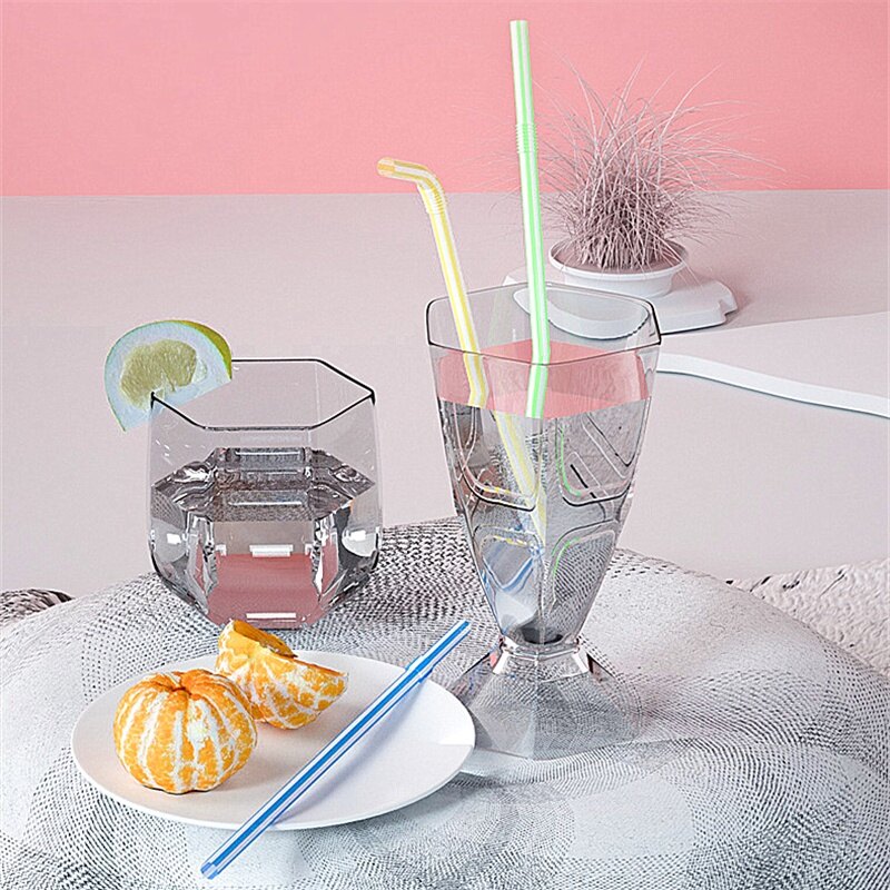 100 Chiếc Ống Hút Uống Một Lần Uốn Cong Được Cho Tiệc Sinh Nhật Quán Bar Đám Cưới (Nhiều Màu)