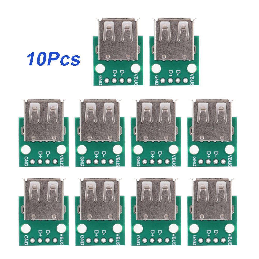 10Pcs USB USB Breakout Board Type A Female Socket Breakout Board 2.54mm Pitch Adapter Connector DIP