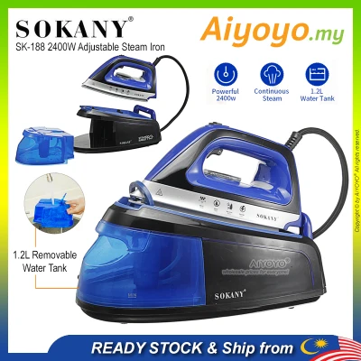 SOKANY Electric Adjustable Steam Iron Steamer SK 188 2400W 1.2L Sterika Stim Garment Steamers Nonstick Ceramic Soleplate Home Flat Hang Ironing Clothes Ironing