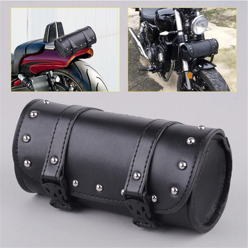 【High Quality+ In Stock】Universal Motorcycle Saddlebag Tool Bag Mounting Strap Round Fork Bag For Harley