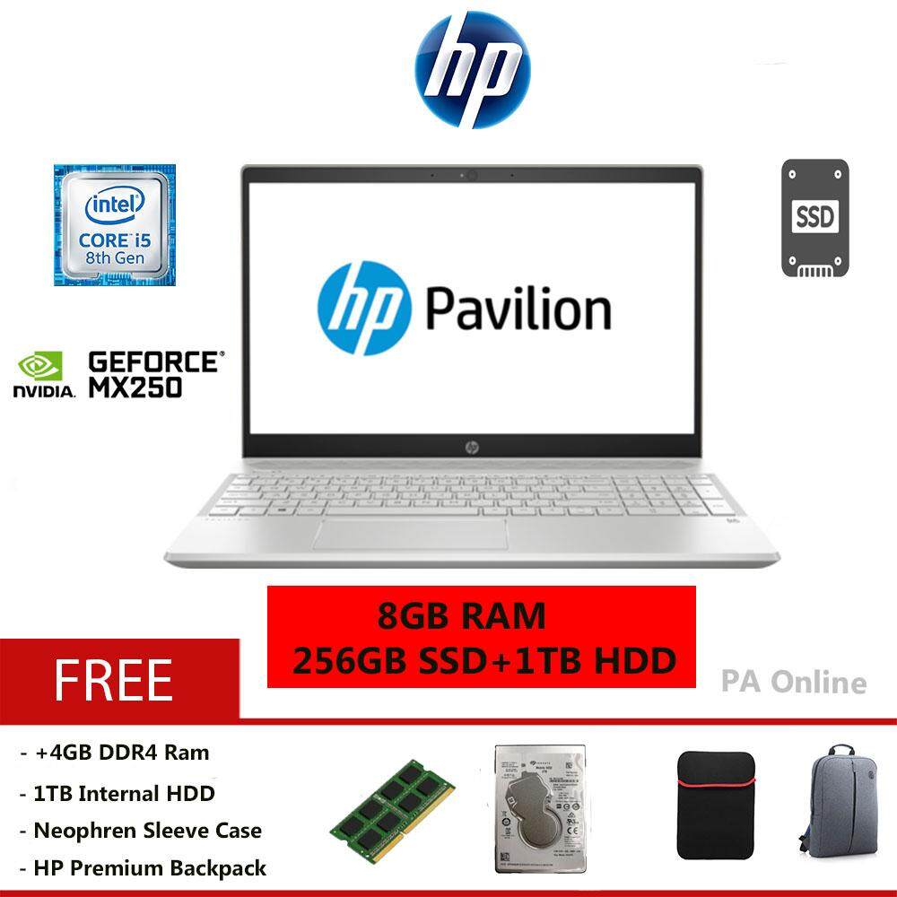 HP Pavilion 15-cs2010TX -Intel Core i5-8265U/8GB or 16GB/256GB+1TB HDD/15.6 FHD/NVD MX250 2GB/2 years Warranty/Windows 10 Malaysia