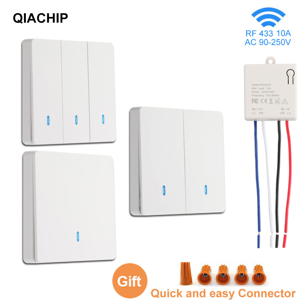 Essage Wireless Intelligent On-off Device RF 433Mhz Wallboard Switch1/2/3 Gang Wireless Remote Control Switch Can Be Pasted At Will Remote Control Switch 220V Led Lamp Fan