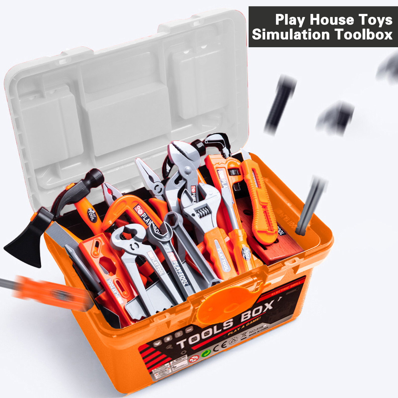 Large Capacity Toy Storage Play House Toys Simulation Interactive Kids Electric Tool Set with Chainsaw Screwdriver and Storage Fun Pretend Play and Learning Toy for Boys 43pcs/set