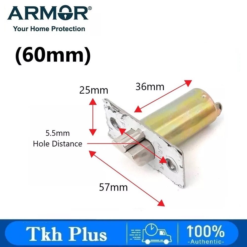 ARMOR Cylindrical Door Lock Latch Tongue Backset 60mm / 70mm / 95mm