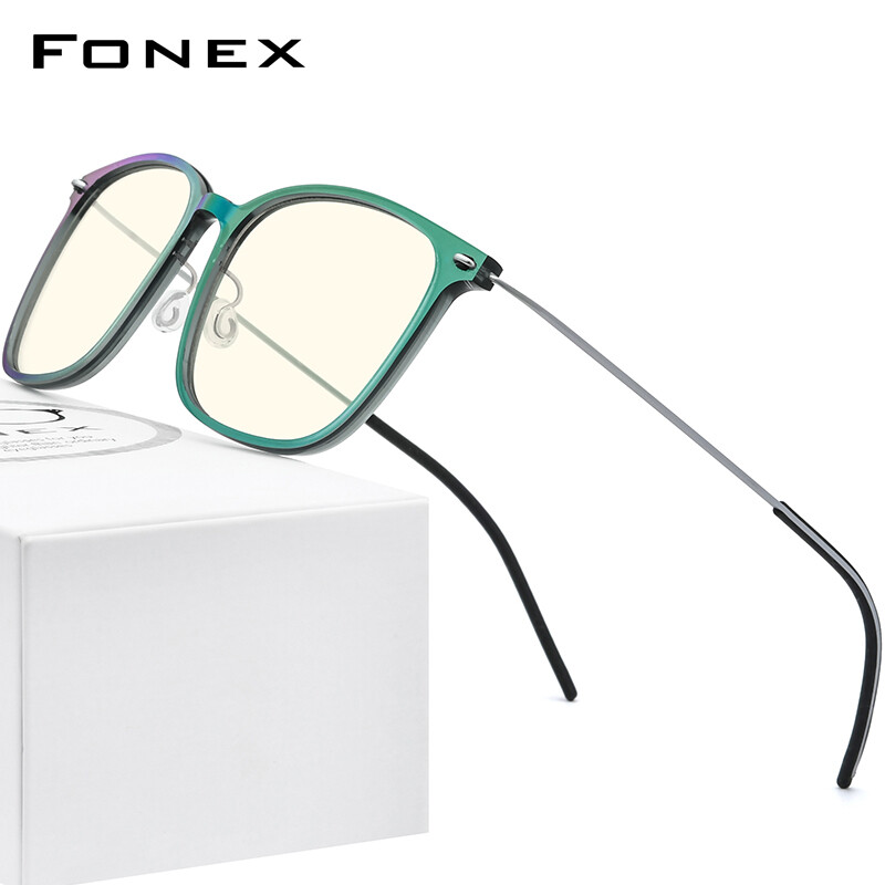 FONEX (Nylon Frame B Titanium Arm) Anti Blue Light Glasses Women Korean Style Bluelight Blocking Eyeglasses Men Malaysia Branded FAB010