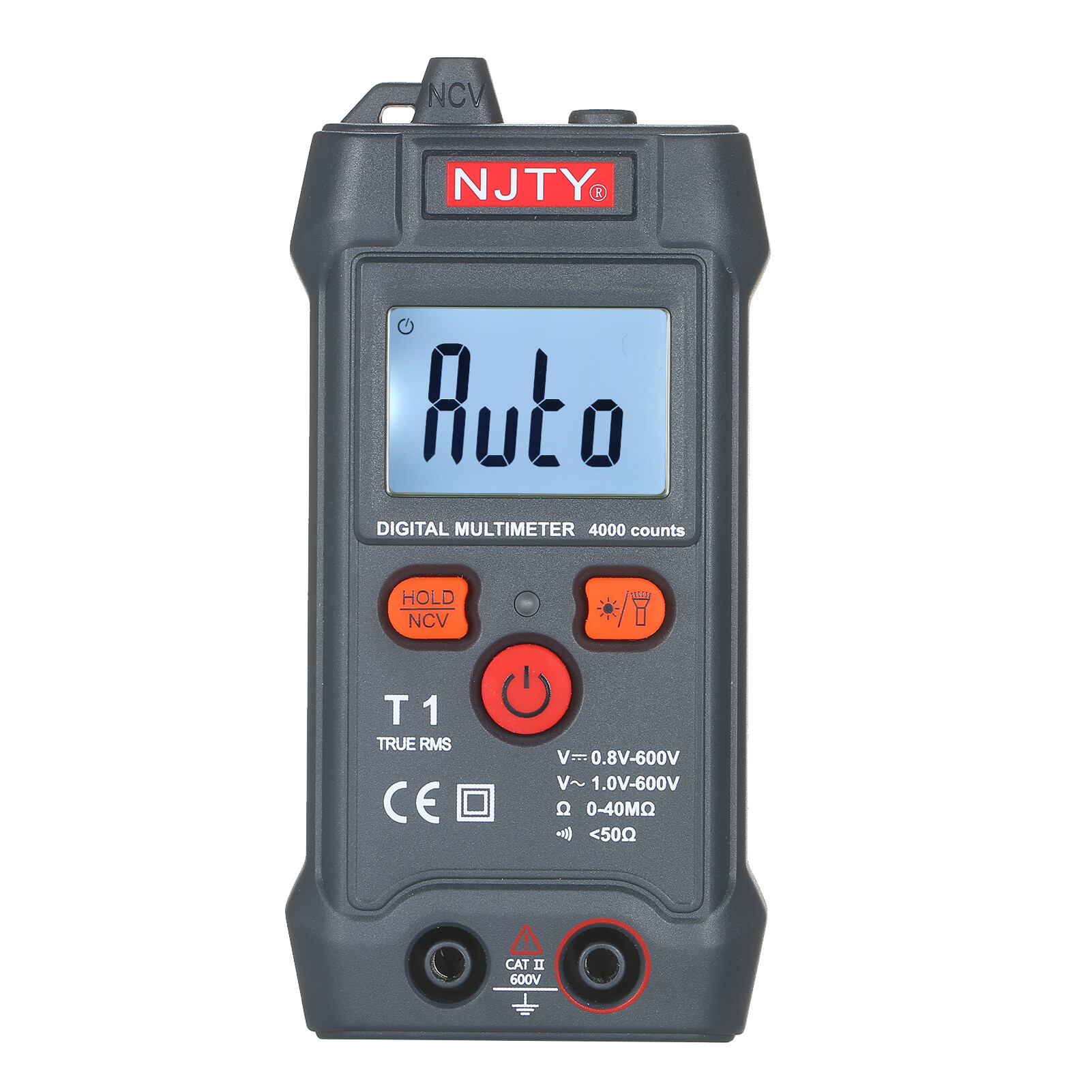 keykits- NJTY Palm-size LCD Digital Multimeter Auto Range NCV 4000 Counts True RMS Smart Universal Tester 600V Voltmeter Ohm and Voltage Tester Measuring AC/DC Voltage Resistance ON-OFF Buzzer