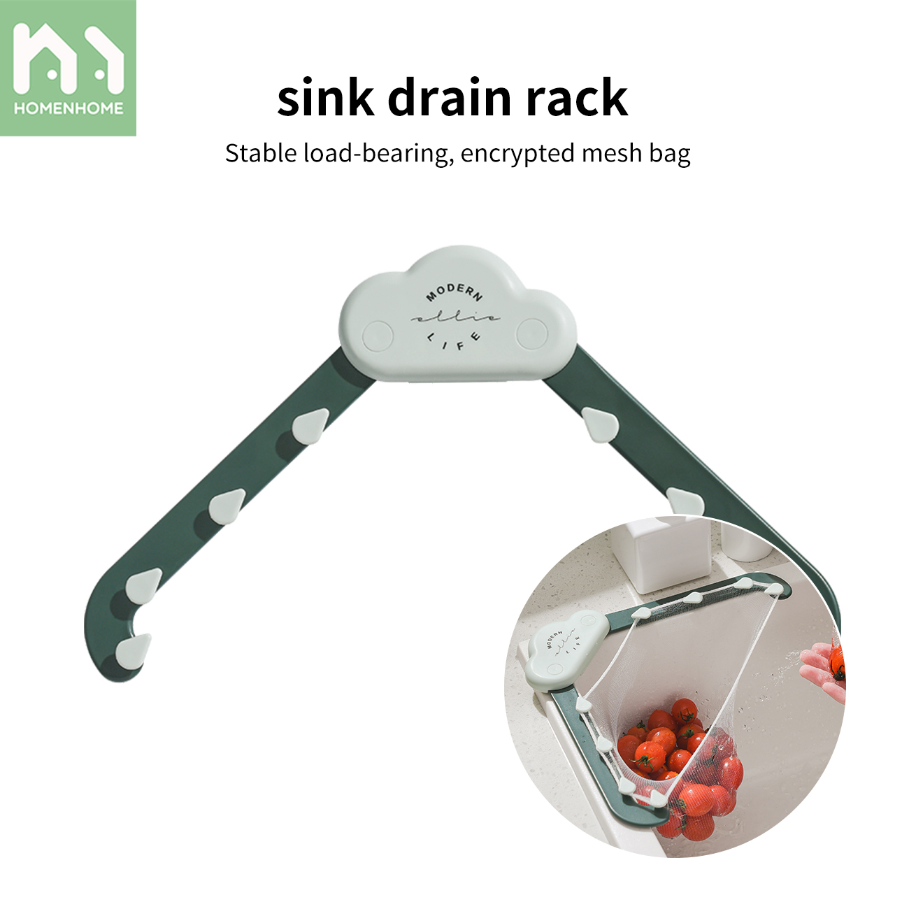 Homenhome Triangular Sink Strainer Drain Net Bag Kitchen Drainer Basket Holder Waste Container Mesh Bag Filter Rack