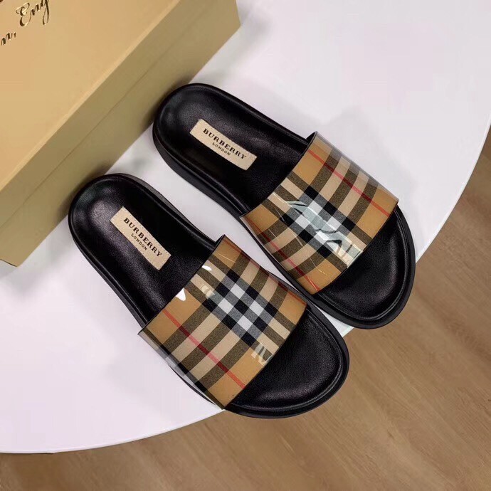 burberry slides on feet