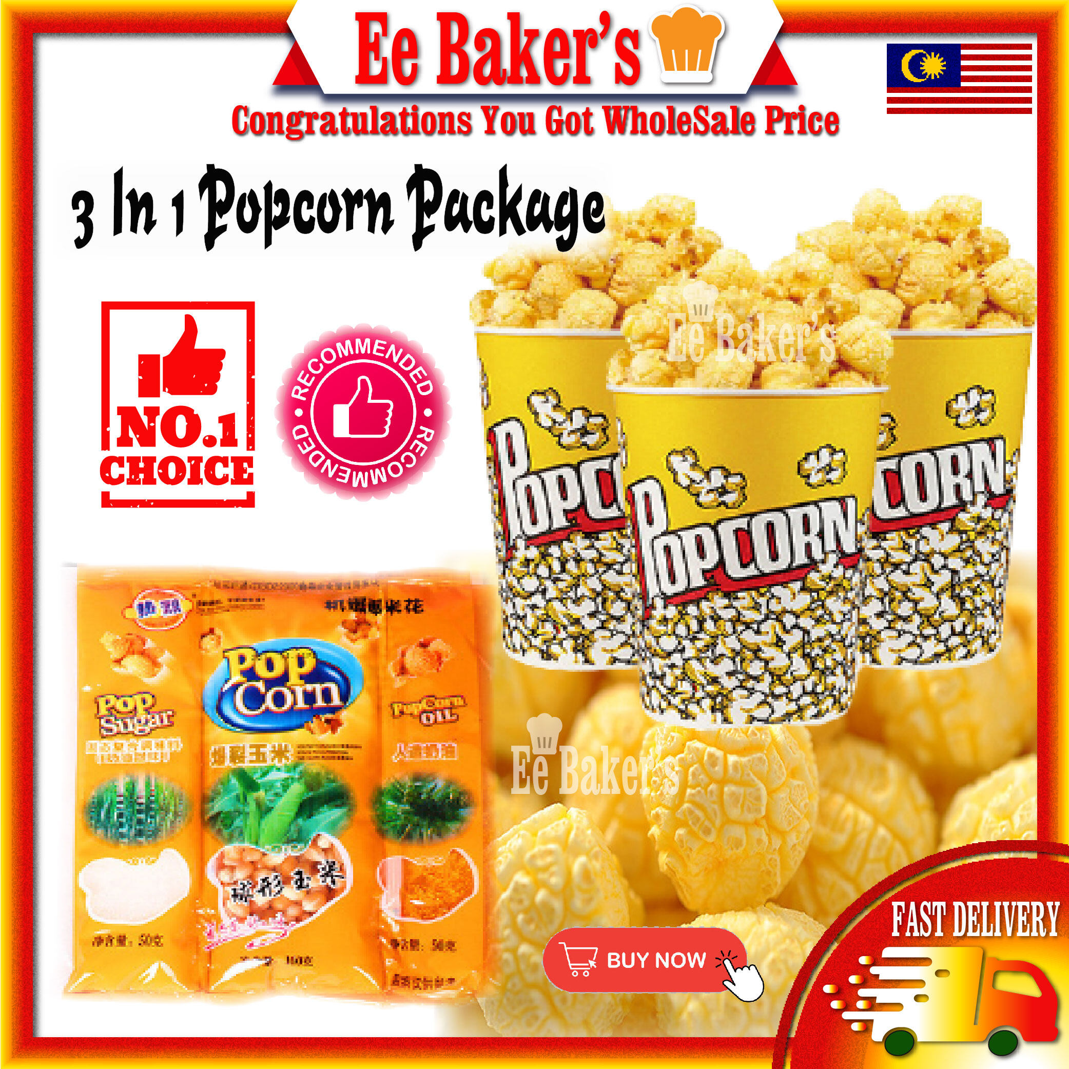 3 In 1 Mushroom Popcorn Set Buat Popcorn Sendiri Golden Popcorn (Butter