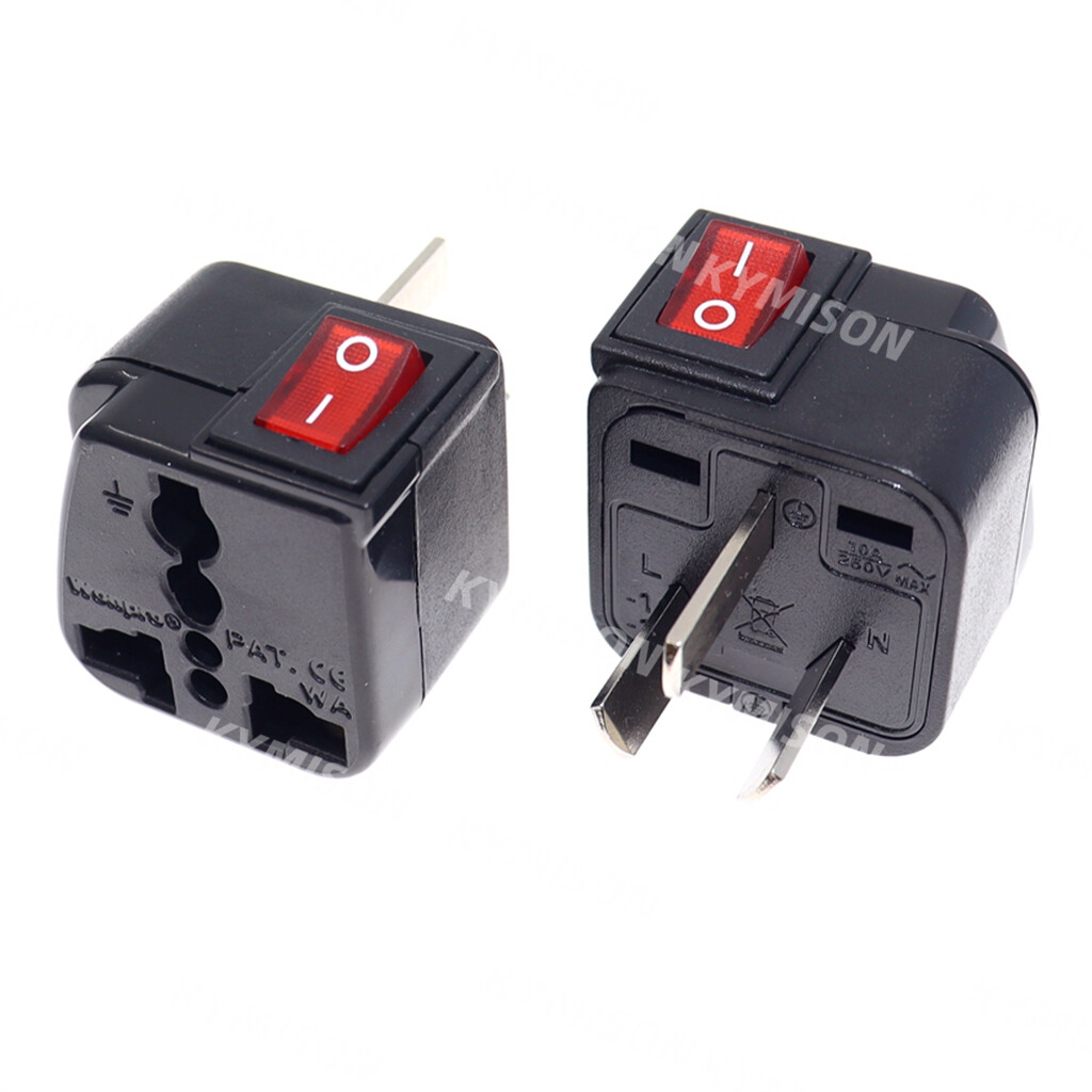 AU, New Zealand, China Travel Adapter Convert World Plug With LED Mian Switch WONPRO Black 10A 250V