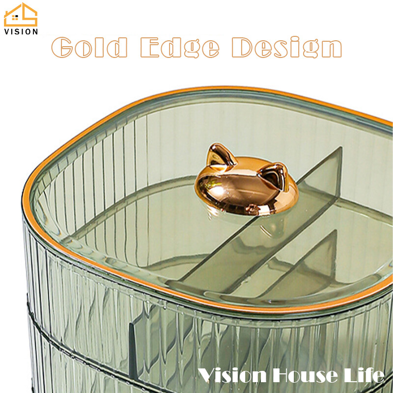 Vision Hộp Đựng Đồ Ăn Nhẹ Trong Suốt Nhiều Tầng Kẹo Hạt Trái Cây Sấy Khô Có Nắp Đĩa Trái Cây Sấy Chia Ngăn Gia Dụng