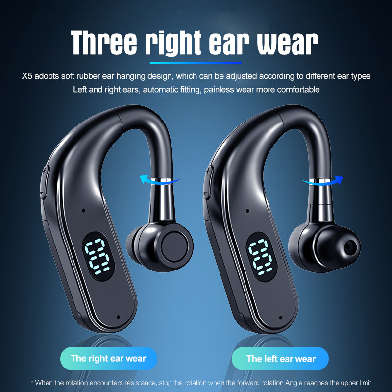 Tai Nghe Doanh Nhân Đơn Tai Nghe Không Dây 5.2 Tương Thích Bluetooth Pin Thay Thế X5 Với Màn Hình Kỹ Thuật Số Công Suất LED