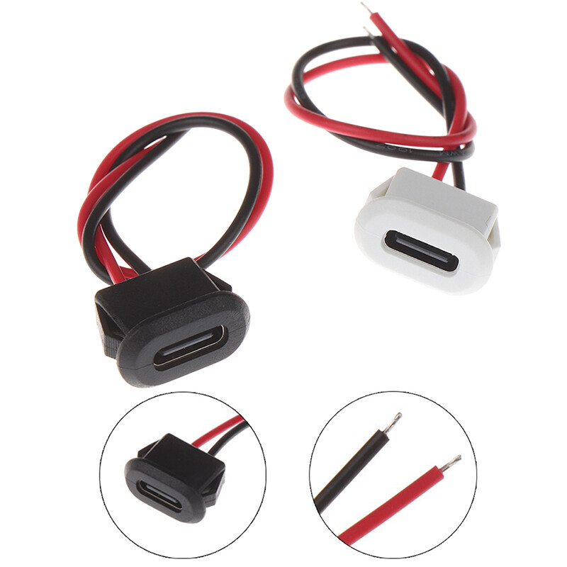 Ministar 2Pin USB-C TypeC Waterproof USB Connector Direct Compression Female Base Female Socket Charging Interface With Welding Wire Waterproof Socket