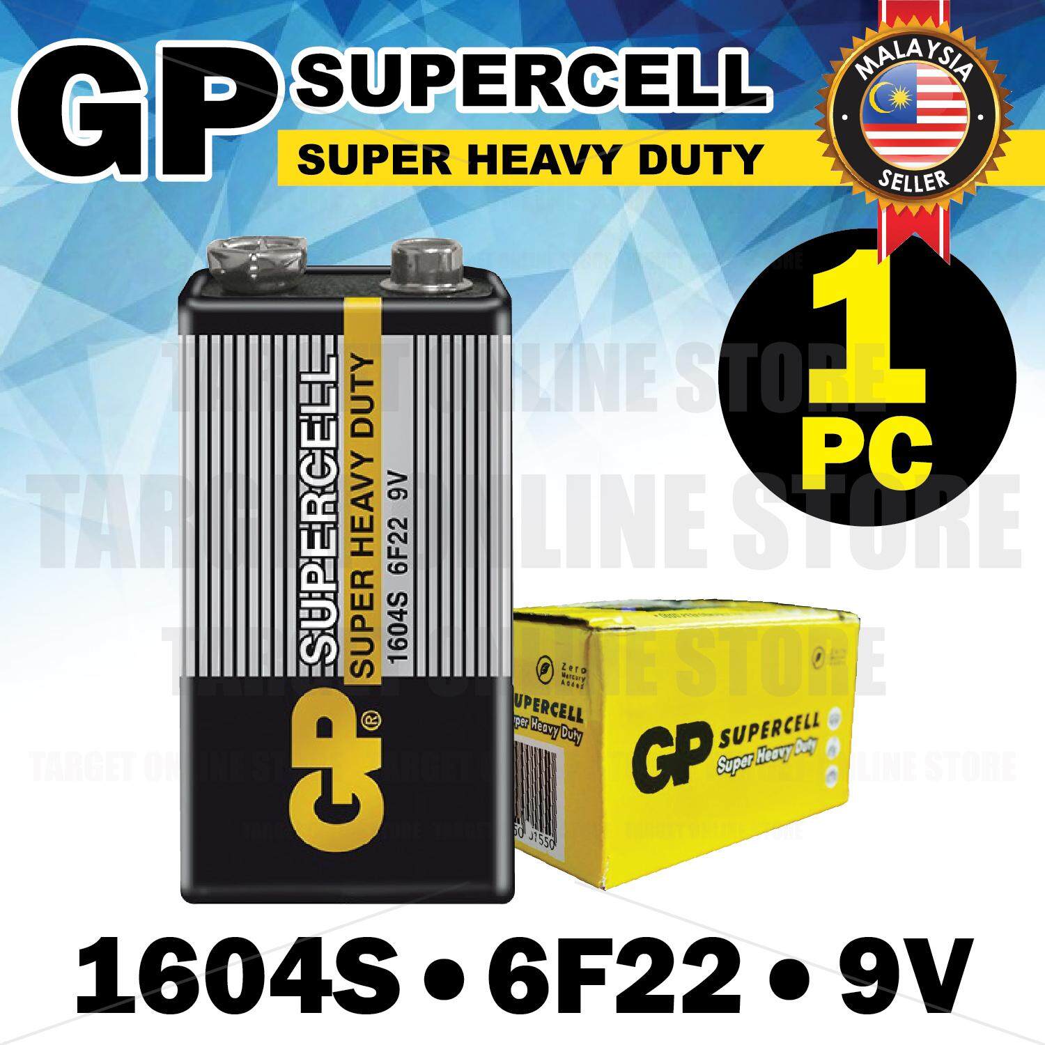 GP SUPERCELL Super Heavy Duty 1604S 6F22 9V Battery Batteries 1 PC Lazada